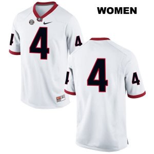 Women's Georgia Bulldogs NCAA #4 Sam Vaughn Nike Stitched White Authentic No Name College Football Jersey FND6654PI
